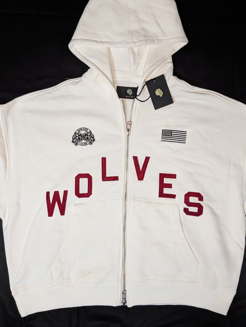 NWT Darc Sport Wolves Club Full Zip Hoodie Cream Red Large Pyramid Darco 991/100